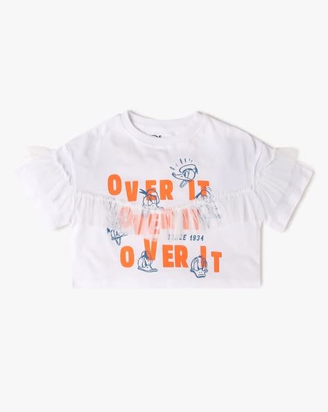 Yousta Kids - Girls Donald Duck Print Relaxed Fit Round-Neck T-Shirt