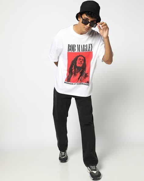Yousta - Men Bob Marley Print Oversized Fit T-Shirt