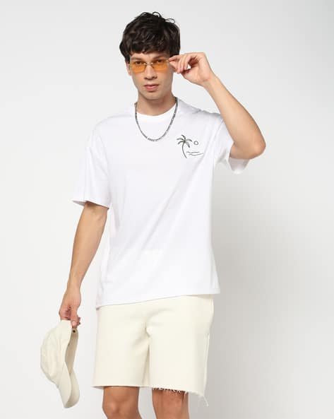 Yousta - Men Relaxed Fit Crew-Neck T-Shirt with Embroidery