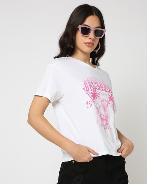 Yousta - Women Barbie Print Loose Fit Crew-Neck T-Shirt