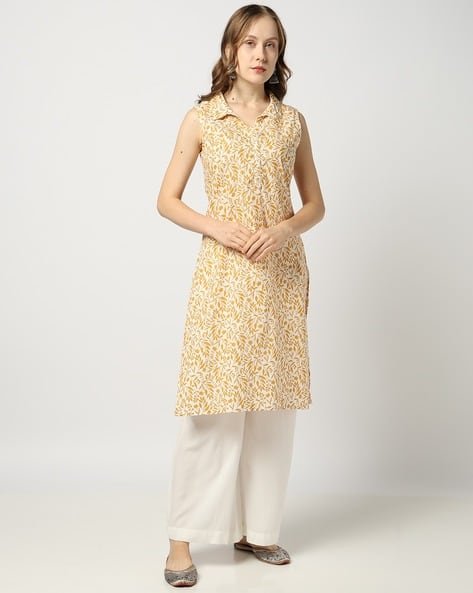 Yousta - Women Leaf Print Straight Kurta