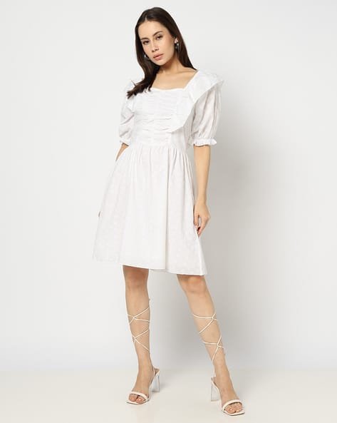 Yousta - Women Ruffled Front Fit & Flare Dress