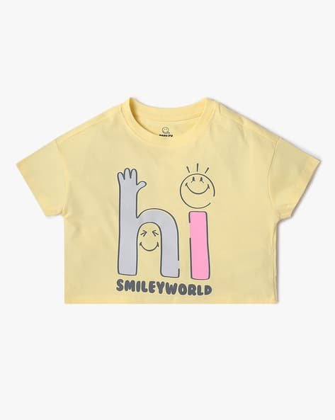 Yousta Kids - Girls Core Typographic Print Boxy Fit Round-Neck T-Shirt