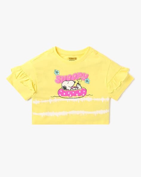 Yousta Kids - Girls Snoopy Dog Print Relaxed Fit Round-Neck T-Shirt