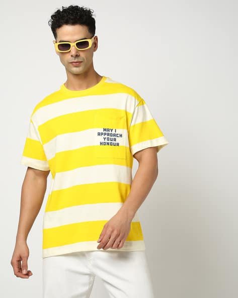 Yousta - Men Striped Relaxed Fit Crew-Neck T-Shirt