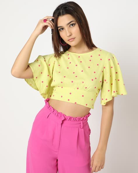 Yousta - Polka-Dot Print Crop Top