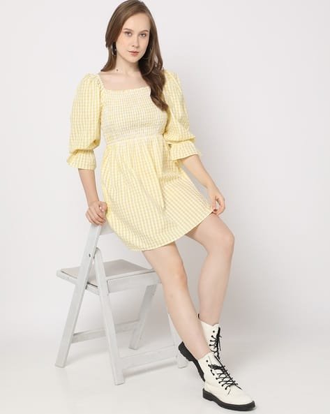 Yousta - Women Seersucker Fit & Flare Dress